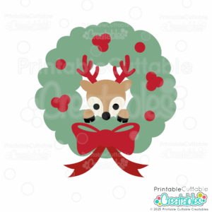 Reindeer in Christmas Wreath SVG File for Cricut and Silhouette crafting