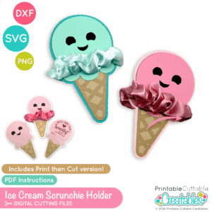 Ice Cream Scrunchie Holder SVG File for Valentine's Day or Party Favors with Cricut