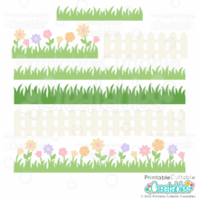 Home 13 Spring Borders SVG Set for Cricut and Silhouette | Grass, Picket Fence and Flower Cut Files