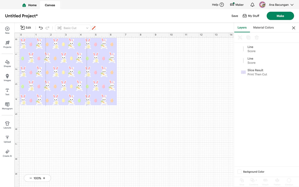 Add 2 score lines at 1.75 inches and 4.5 inches on the long side, then attach them to the rectangle.