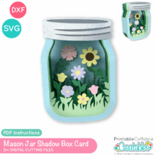 Mason Jar Shadow Box Card SVG File for Cricut cutting machines