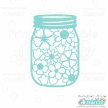 Flower Mason Jar SVG File for Cricut and Silhouette crafts cardmaking scrapbooking, vinyl and HTV crafts