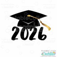 Graduation Cap 2026 SVG File for Cricut and Silhouette cutting machines
