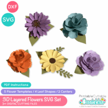 3D Layered Flower SVG Templates for paper crafting with Cricut and Silhouette