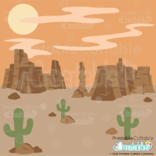 Mesa Landscape Desert Scene SVG File for Cricut scrapbooking