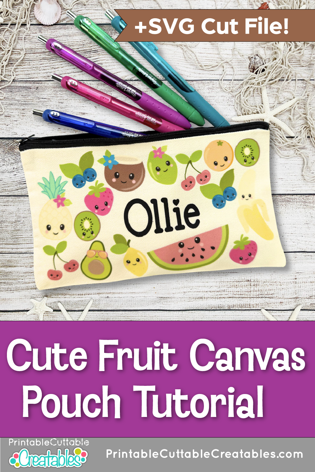 Personalized Summer Canvas Pouch