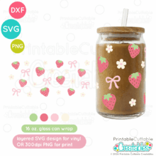 Home 13 Sweet Strawberry Glass Can Wrap SVG File for Cricut vinyl crafting