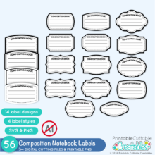 Printable Composition Notebook Labels PNG SVG
