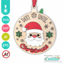Home 13 Santa Countdown Christmas Ornament Laser Cut File