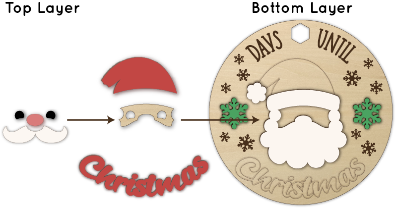 Santa-Christmas-Countdown-Ornament-Laser-Assembly-Step-3
