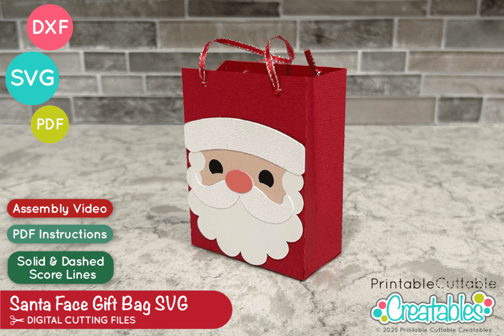 Santa Face Gift Bag Assembly - D185 8 D185 Santa Face Gift Bag SVG File preview 2