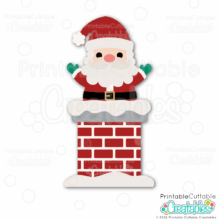 Happy Santa in Chimney SVG File Layered Paper Craft SVG for Cricut