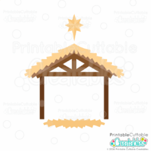 Nativity Stable and Star SVG File layered for cardstock crafting with Cricut and Silhouette