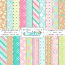 Home 13 Candy Colored Christmas Seamless Patterns - Digital Paper Pack for card making, scrapbooking, POD