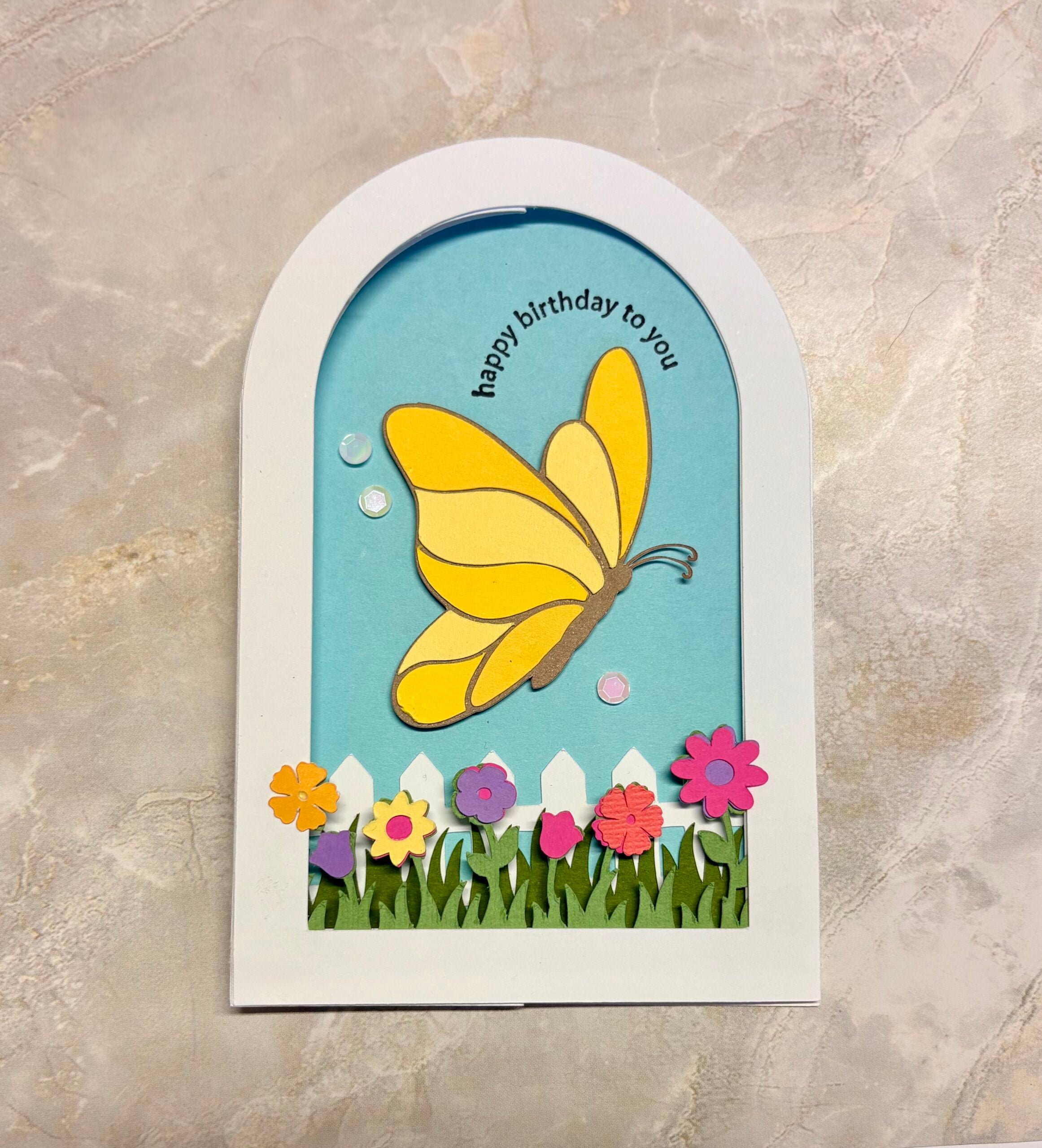 Spring Butterfly Arch Card